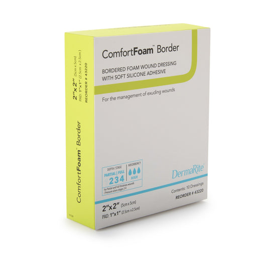 DermaRite® ComfortFoam™ Border 2 x 2 Inch Foam Dressing - 43220 - Medical Supply Surplus