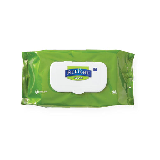 FitRight Aloe Scented Personal Cleansing Wipes  - 48/Pack - Medical Supply Surplus