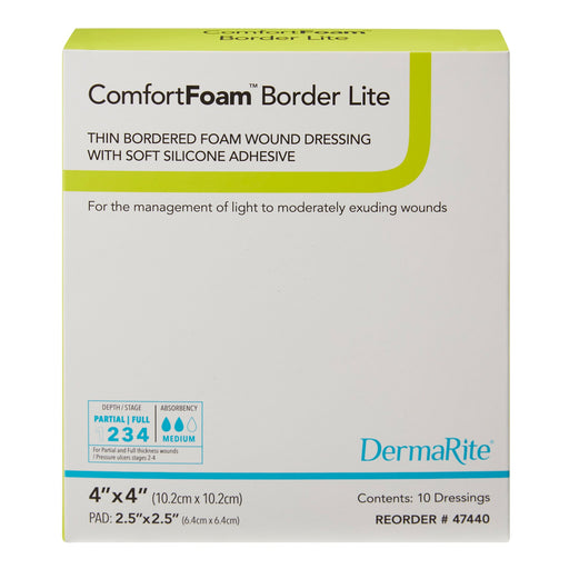 ComfortFoam™ Border Lite 4 x 4 Inch Foam Dressing - 47440 - Medical Supply Surplus
