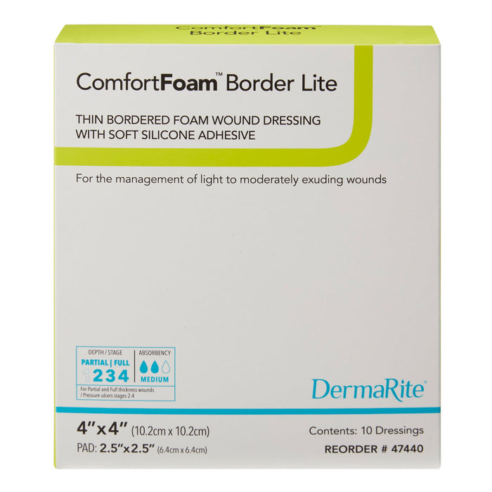 ComfortFoam™ Border Lite 4 x 4 Inch Foam Dressing - 47440 - Medical Supply Surplus