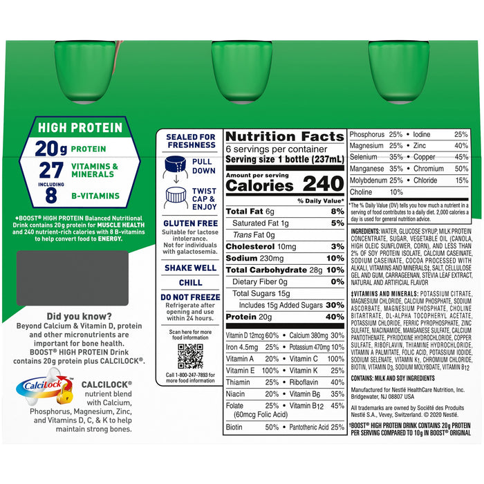 Boost® High Protein Rich Chocolate Nutritional Drink 8oz - Case of 24 - Medical Supply Surplus