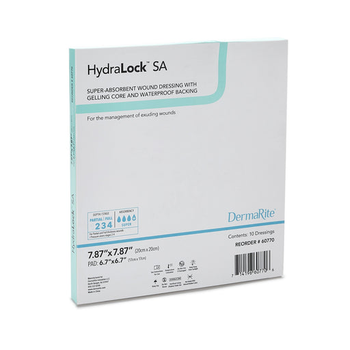 HydraLock™ SA 7.87 X 7.87 Super Absorbent Dressing - Box of 10 - Medical Supply Surplus
