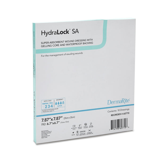 HydraLock™ SA 7.87 X 7.87 Super Absorbent Dressing - Box of 10 - Medical Supply Surplus