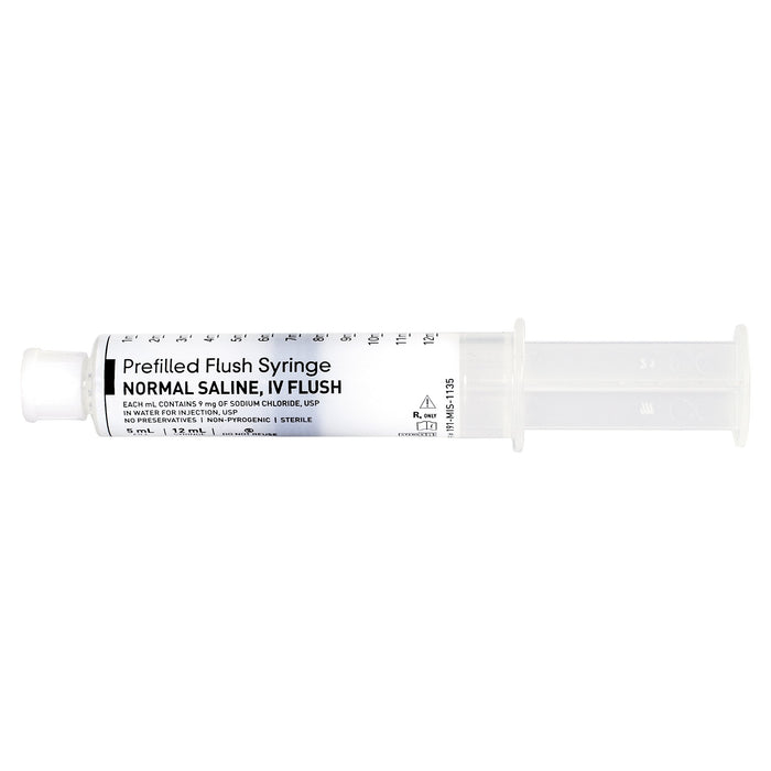 Med Stream® Prefilled Normal Saline IV Flush Syringe 5 mL Fill in 12 mL - Medical Supply Surplus