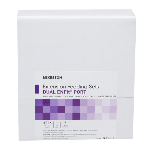 McKesson 12 Inch Extension Feeding Set Dual EnFit Port - Medical Supply Surplus