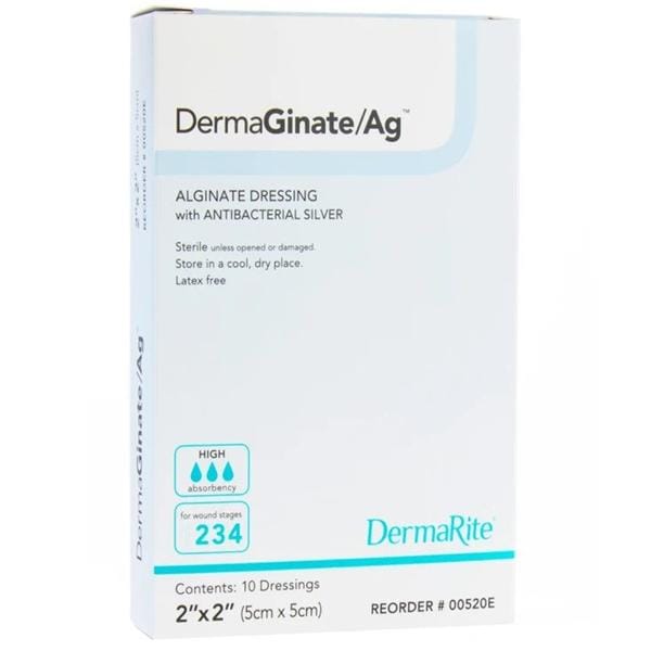 DermaGinate/AG™ 2" x 2" Calcium Alginate Dressing - Box of 10 - Medical Supply Surplus