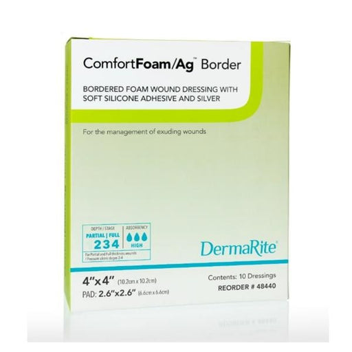 ComfortFoam/AG™ Border 4 x 4 Inch Foam Dressing - 48440 - Medical Supply Surplus