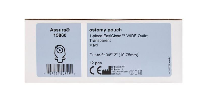 Coloplast Assura® EasiClose™ WIDE Outlet One-Piece System Colostomy Pouch - 15860 - Medical Supply Surplus