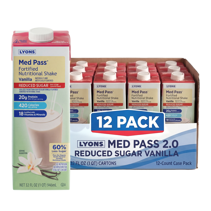 Med Pass® Reduced Sugar Vanilla Fortified Nutritional Shake - Case of 12