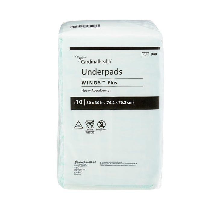 Wings™ Plus 30 X 30 Inch Disposable Underpads - Case of 100 - Medical Supply Surplus