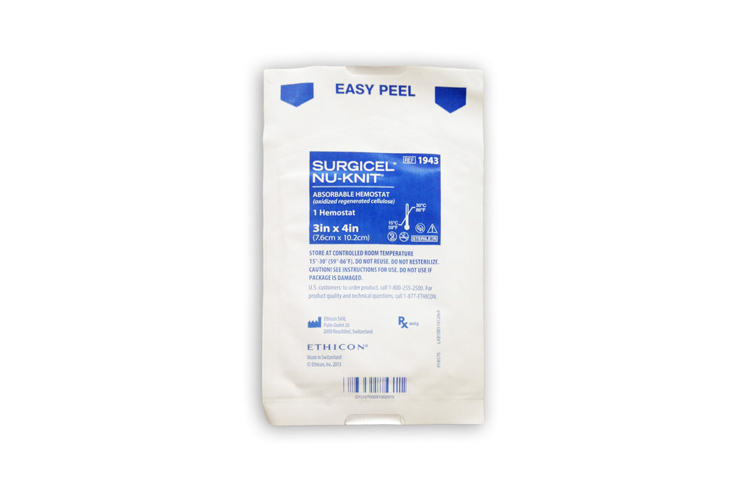 Surgicel™ Nu-Knit 1943S 3 x 4 Inch Absorbable Hemostat - Single - Medical Supply Surplus