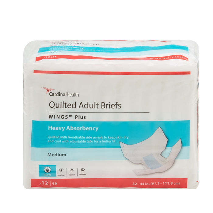 Wings™ Plus Quilted Medium Adult Incontinence Brief - Case of 96- 66033