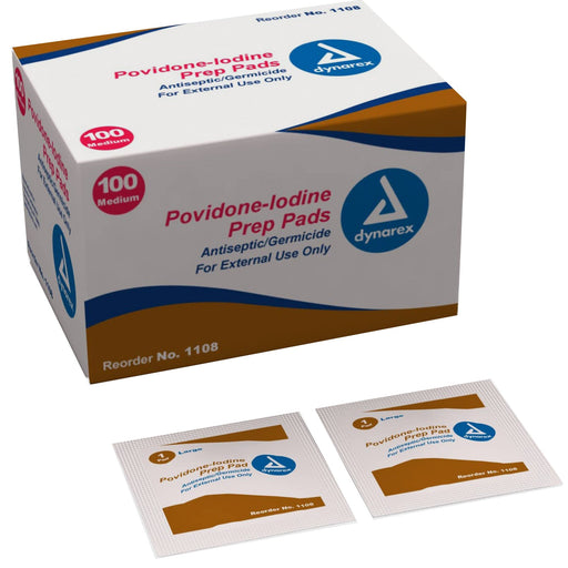 Dynarex® Povidone-Iodine Prep Pad - 1108 - Medical Supply Surplus