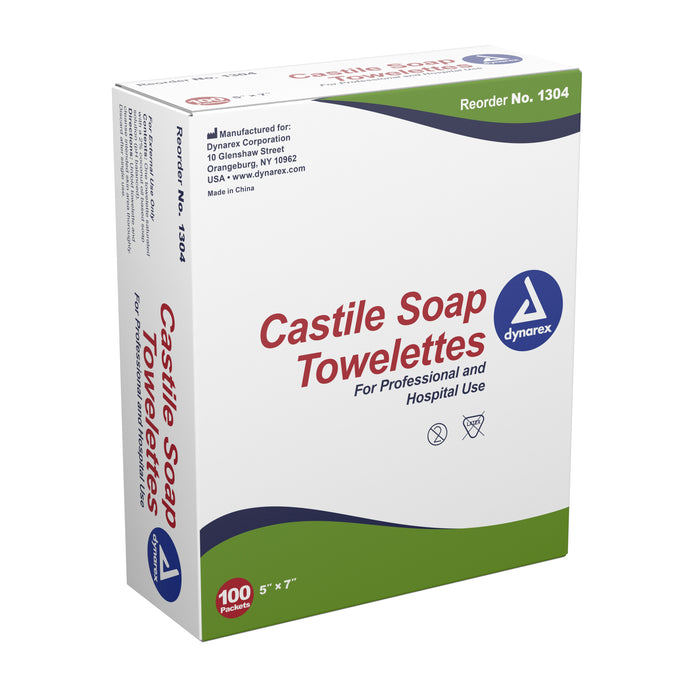 Dynarex® Castile Soap Towelettes - 100/Box (1304) - Medical Supply Surplus