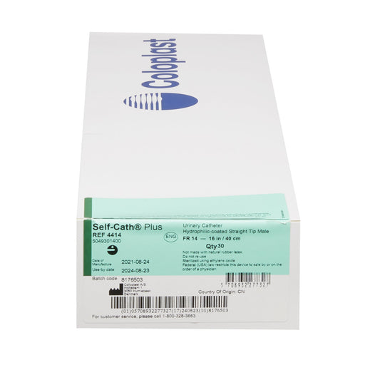 Self-Cath® Plus Straight Tip Hydrophilic PVC 16" Urethral Catheter - Box of 30 - Medical Supply Surplus