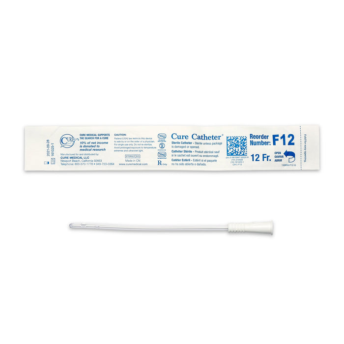 Cure Catheter® Straight Tip Uncoated PVC 6 Inch Urethral Catheter - Box of 30 - Medical Supply Surplus