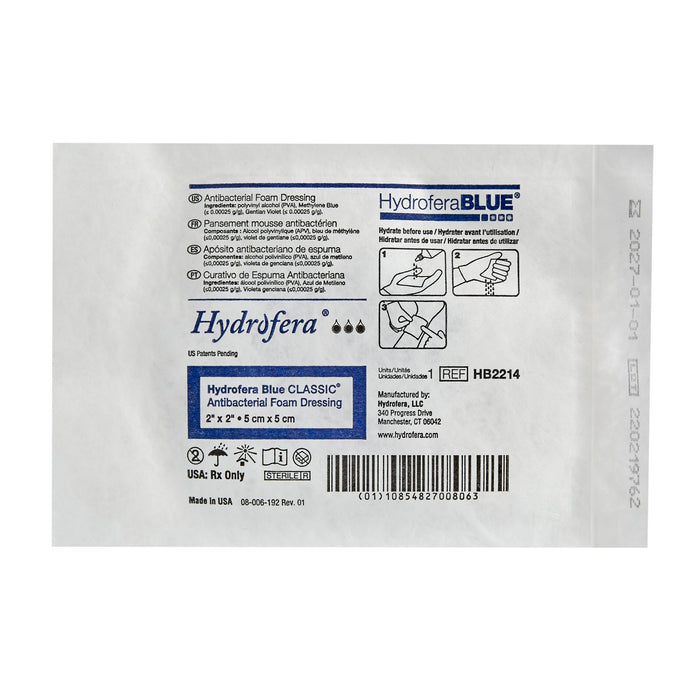 Hydrofera BLUE® Classic 2 X 2 Inch Square Non-Adhesive without Border - Medical Supply Surplus