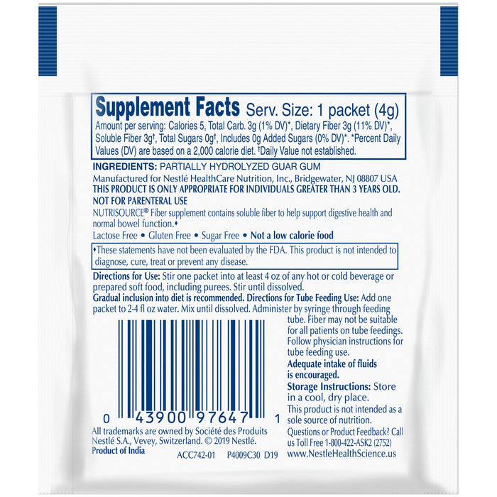 Nutrisource® Fiber Supplement 4 gram Packet - Case of 75 - Medical Supply Surplus
