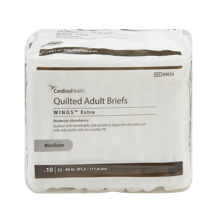 Wings™ Extra Quilted Medium Adult Incontinence Brief - Case of 100 - 65033