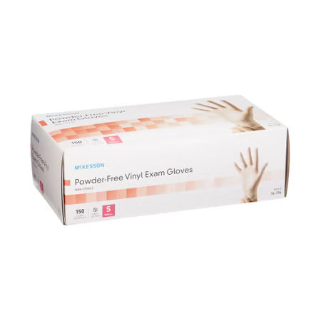 McKesson Vinyl Exam Gloves Small 14-134 box side
