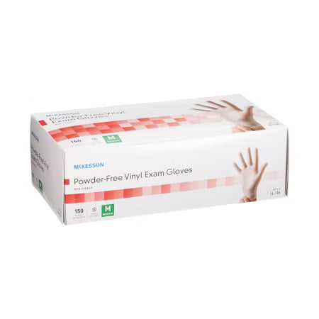 McKesson Vinyl Exam Gloves Medium 14-136 box side