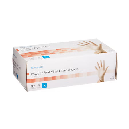 McKesson Vinyl Exam Gloves Large 14-138 box side