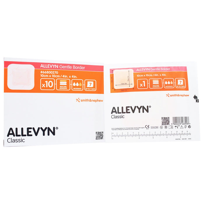 Allevyn Gentle Border 4 X 4 with Border -Box of 10 - 66800270 - Medical Supply Surplus