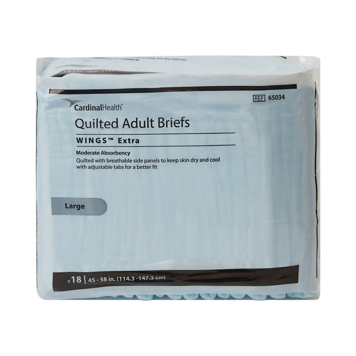 Wings™ Extra Quilted Large Adult Incontinence Brief - Case of 72 - 65034