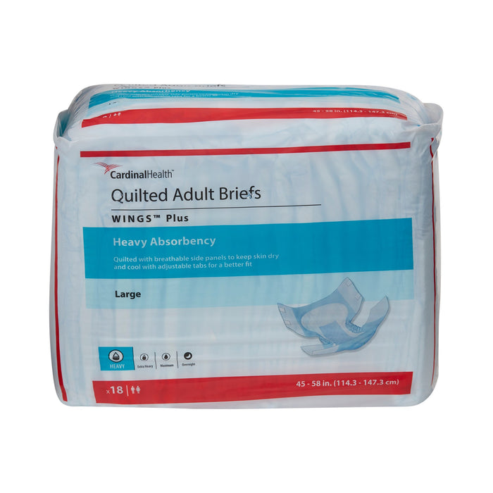 Wings™ Plus Quilted Large Adult Incontinence Brief - Case of 72- 66034