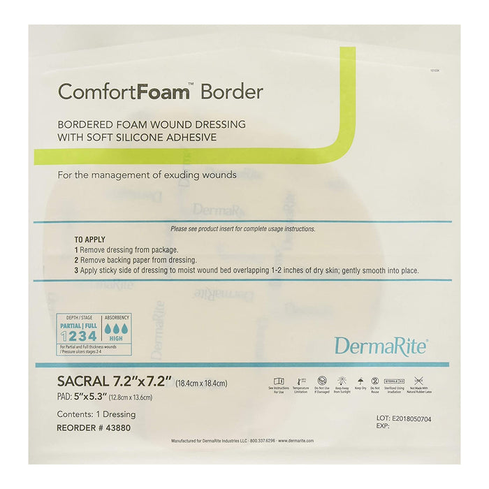 DermaRite® ComfortFoam™ Border 7.2 X 7.2 Inch Foam Dressing - 43880 - Medical Supply Surplus