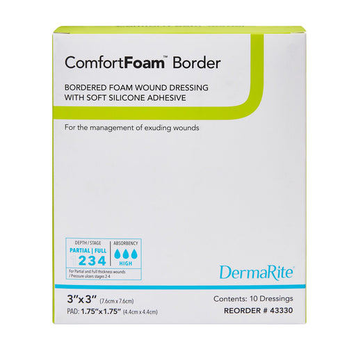 DermaRite® ComfortFoam™ Border 3 X 3 Inch Foam Dressing - 43330 - Medical Supply Surplus