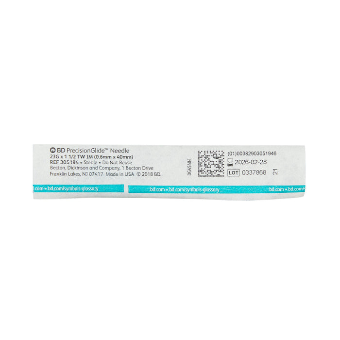 BD PrecisionGlide 23G x 1-1/2 inch needle in package