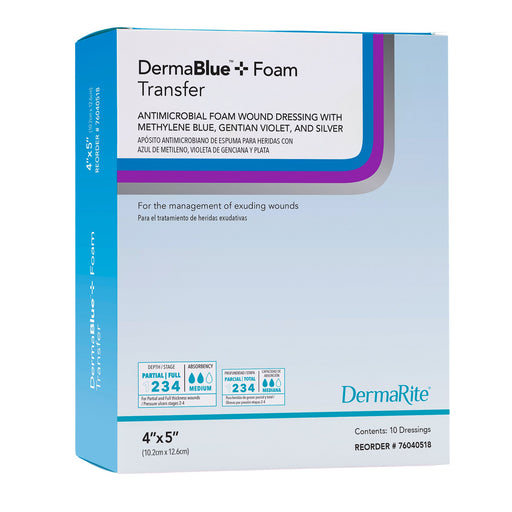 DermaBlue+™ Foam 4x5 Wound Dressing - Box of 10 - Medical Supply Surplus
