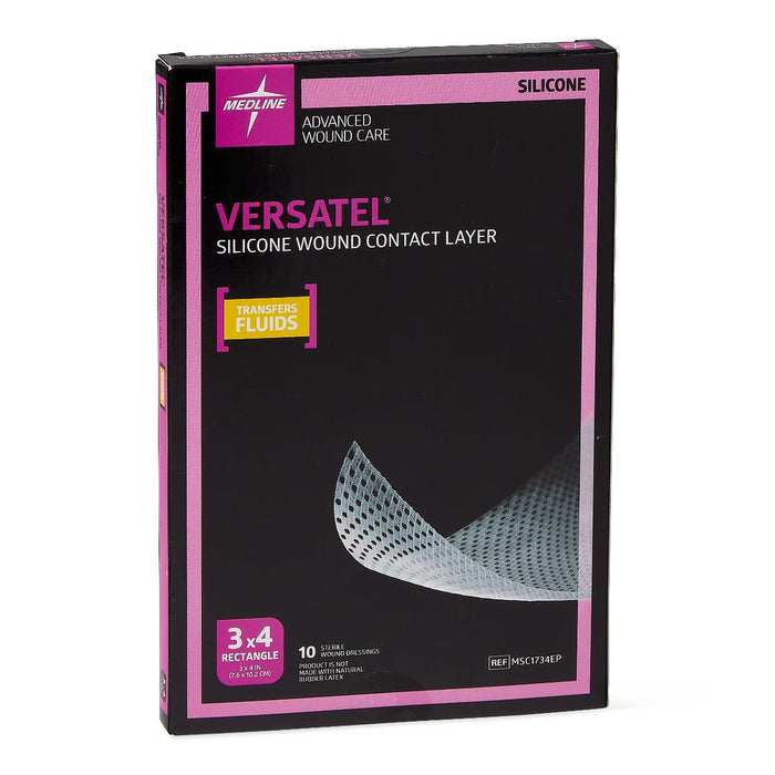 Versatel 3" x 4" Silicone Wound Contact Layer Dressing - MSC1734EP - Medical Supply Surplus