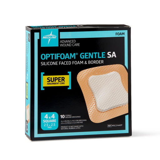 Optifoam Gentle Silicone-Faced Foam Dressing 4" X 4" - MSC2144 - Medical Supply Surplus