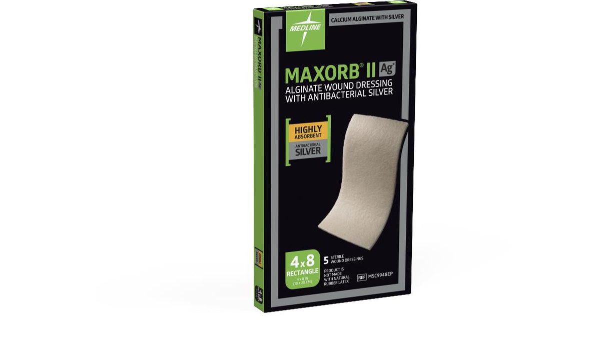 Maxorb II 4" x 8" Silver Alginate Dressing - MSC9948EP - Medical Supply Surplus
