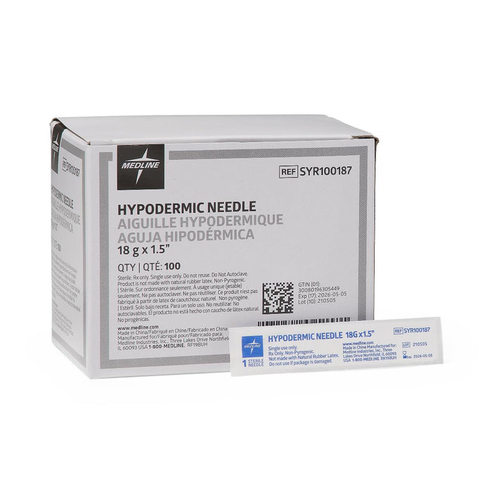 Medline 18G x 1.5" Standard Hypodermic Needles - Medical Supply Surplus