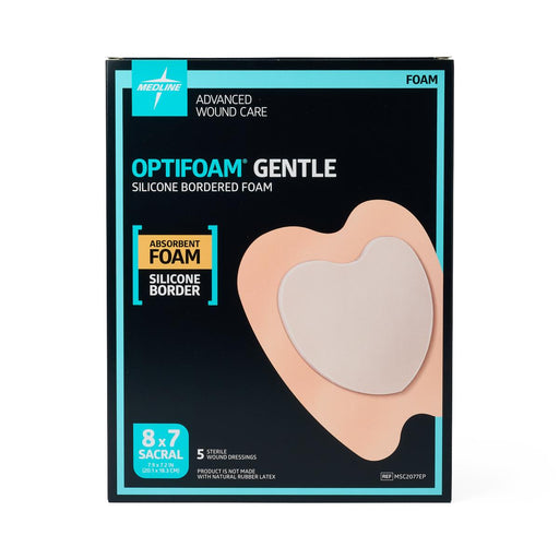 Optifoam Gentle Sacrum 8" x 7" Bordered Sacrum Dressing - MSC2077EP - Medical Supply Surplus