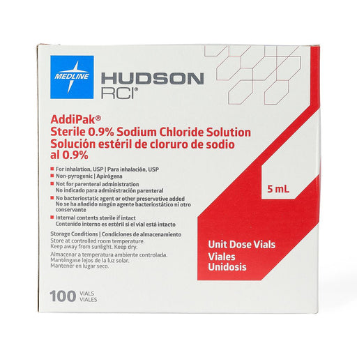 Addipak®  Sodium Chloride 0.9% Inhalation Solution Unit Dose Vial 5 mL - Medical Supply Surplus