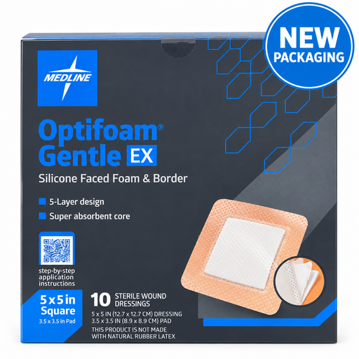 Optifoam Gentle EX 5" X 5" Bordered - Medical Supply Surplus