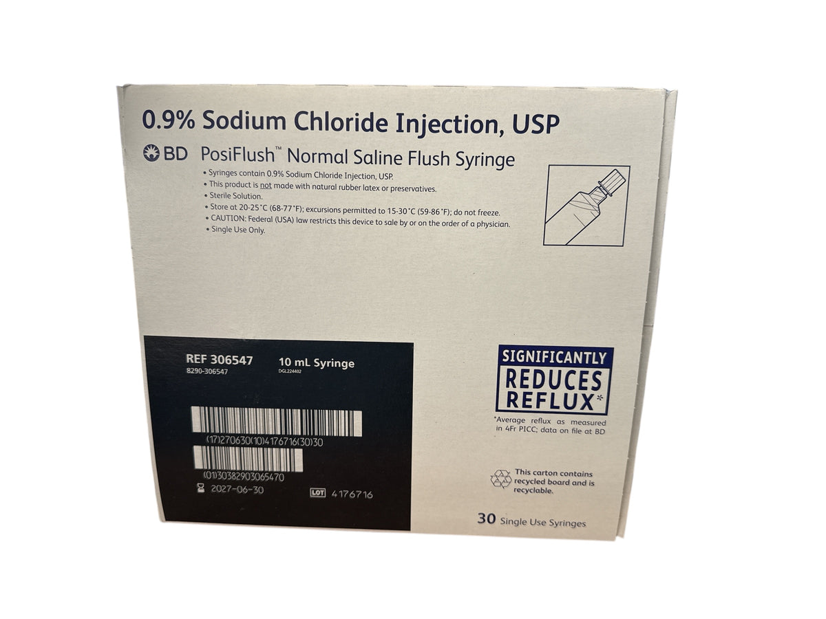 ●Brown Factor BD PosiFlush™ IV Flush Normal Saline Filled Syringe 10ml