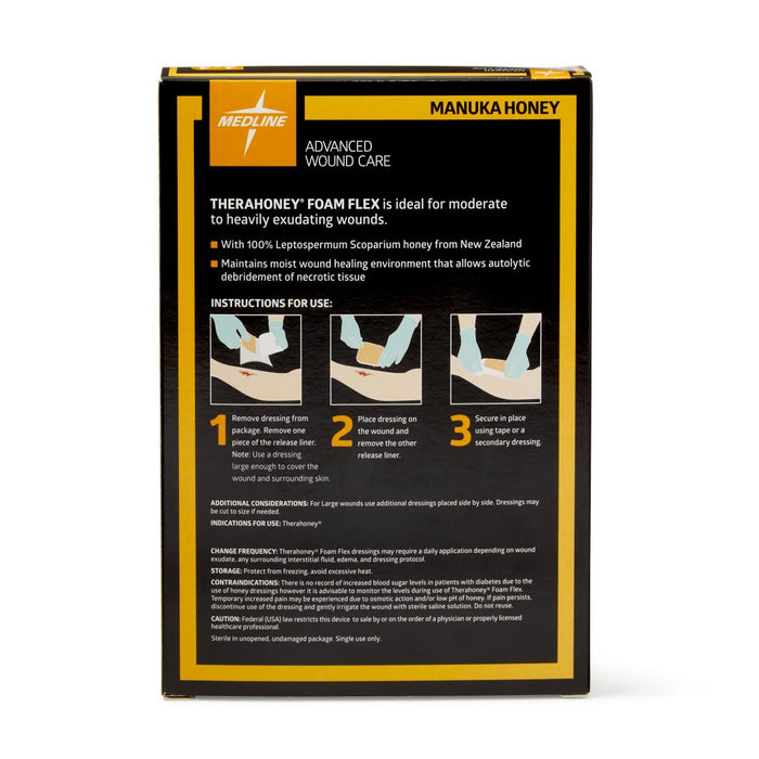TheraHoney Foam Flex Wound Dressing Sheet - MNK1344 - Medical Supply Surplus