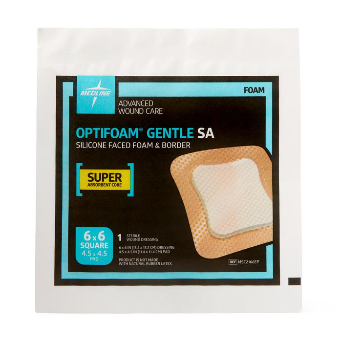 Optifoam Gentle Silicone-Faced Foam Dressing 6" X 6" - MSC2166 - Medical Supply Surplus