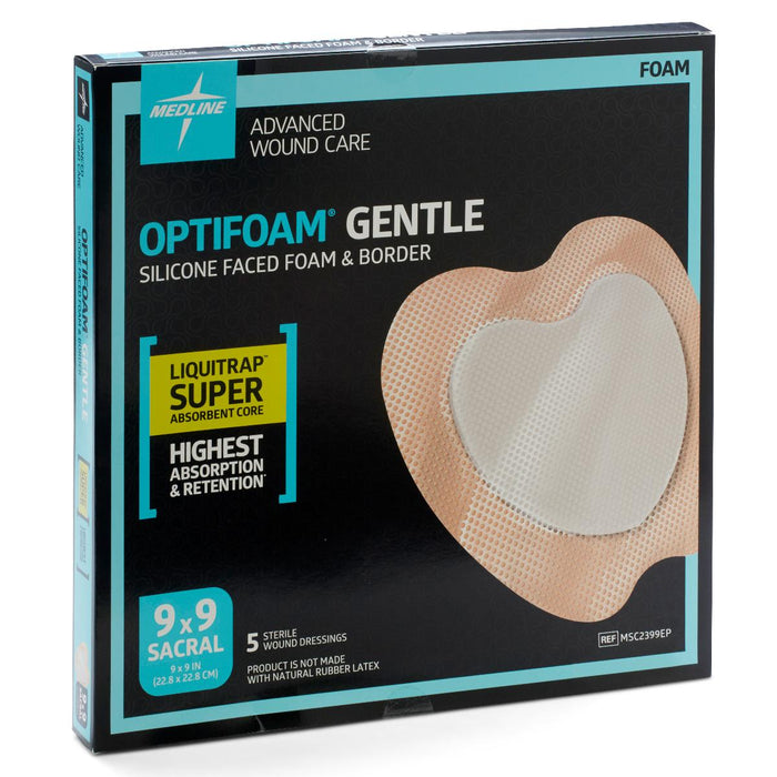 Optifoam Gentle LQ 9" x 9" Sacral Bordered Dressings - MSC2399EP - Medical Supply Surplus