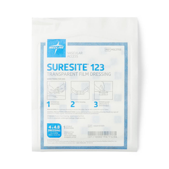 Suresite 123 Transparent Film Dressing 4"X 4.8" MSC2705 - Box of 50 - Medical Supply Surplus