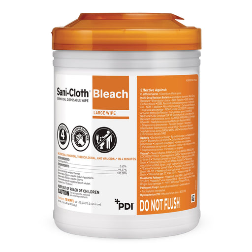 Sani-Cloth® Bleach Germicidal Wipe 6" x 10.5" - 12/Case - Medical Supply Surplus