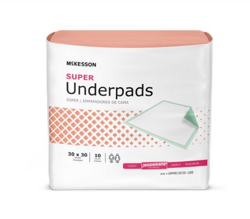 McKesson Super UPMD3030 30 X 30 Inch Disposable Underpad- Case of 100 - Medical Supply Surplus