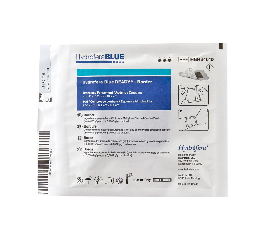 Hydrofera BLUE® READY-Border™ 4 X 4 Inch with Border — Medical Supply  Surplus