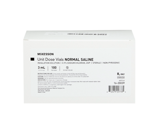 Mckesson Sodium Chloride 0.9% Inhalation Solution Unit Dose Vial 3 mL - Medical Supply Surplus