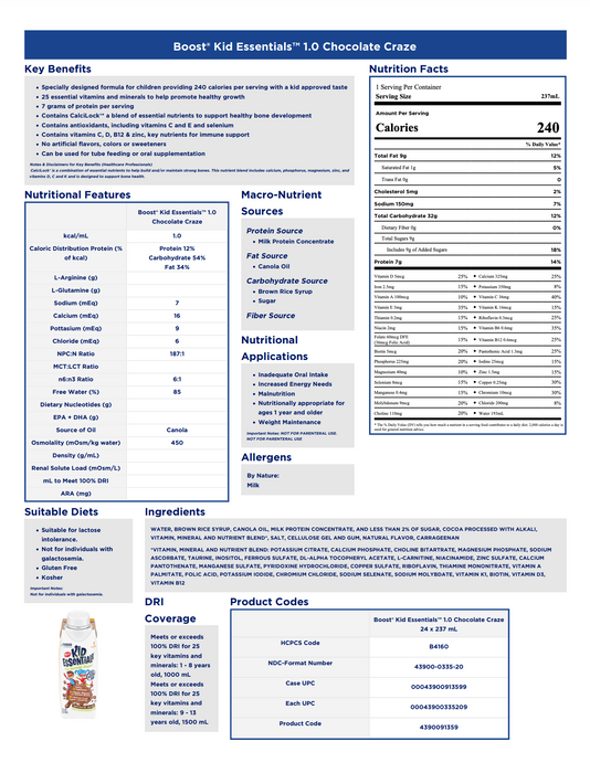 Boost® Kid Essentials™ 1.0 Nutritional Drink 8oz - Case of 24 - Medical Supply Surplus